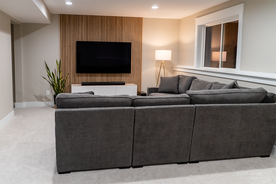 Cozy basement remodeling with family entertainment room design