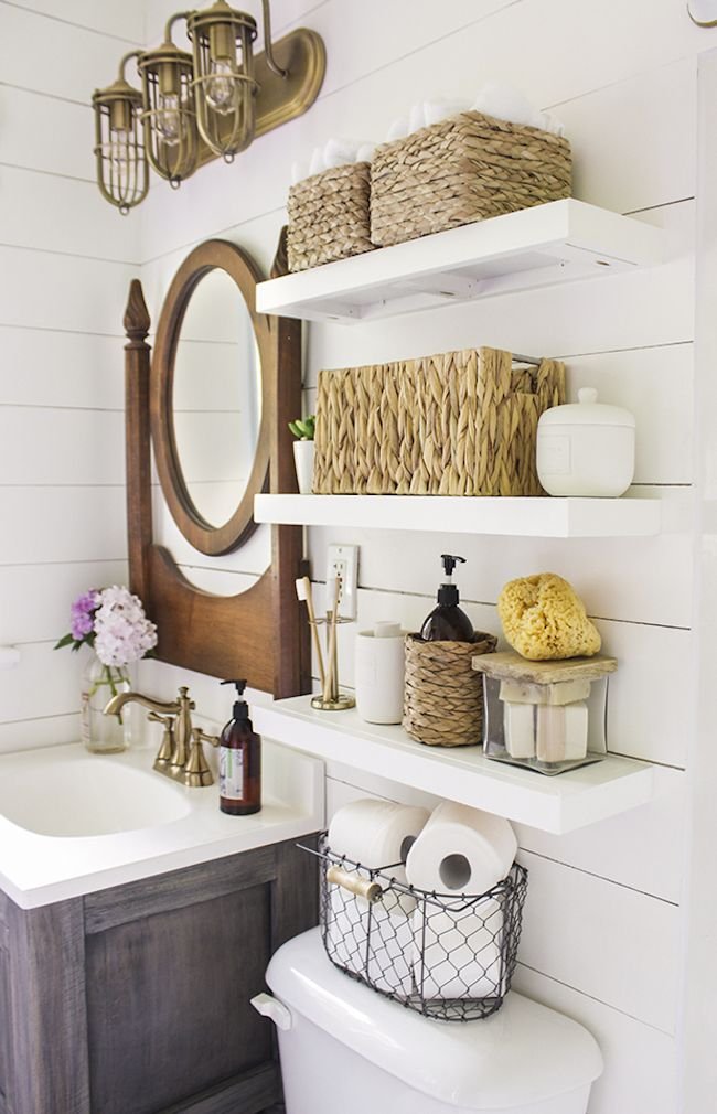 Bathroom open shelving design ideas for storage