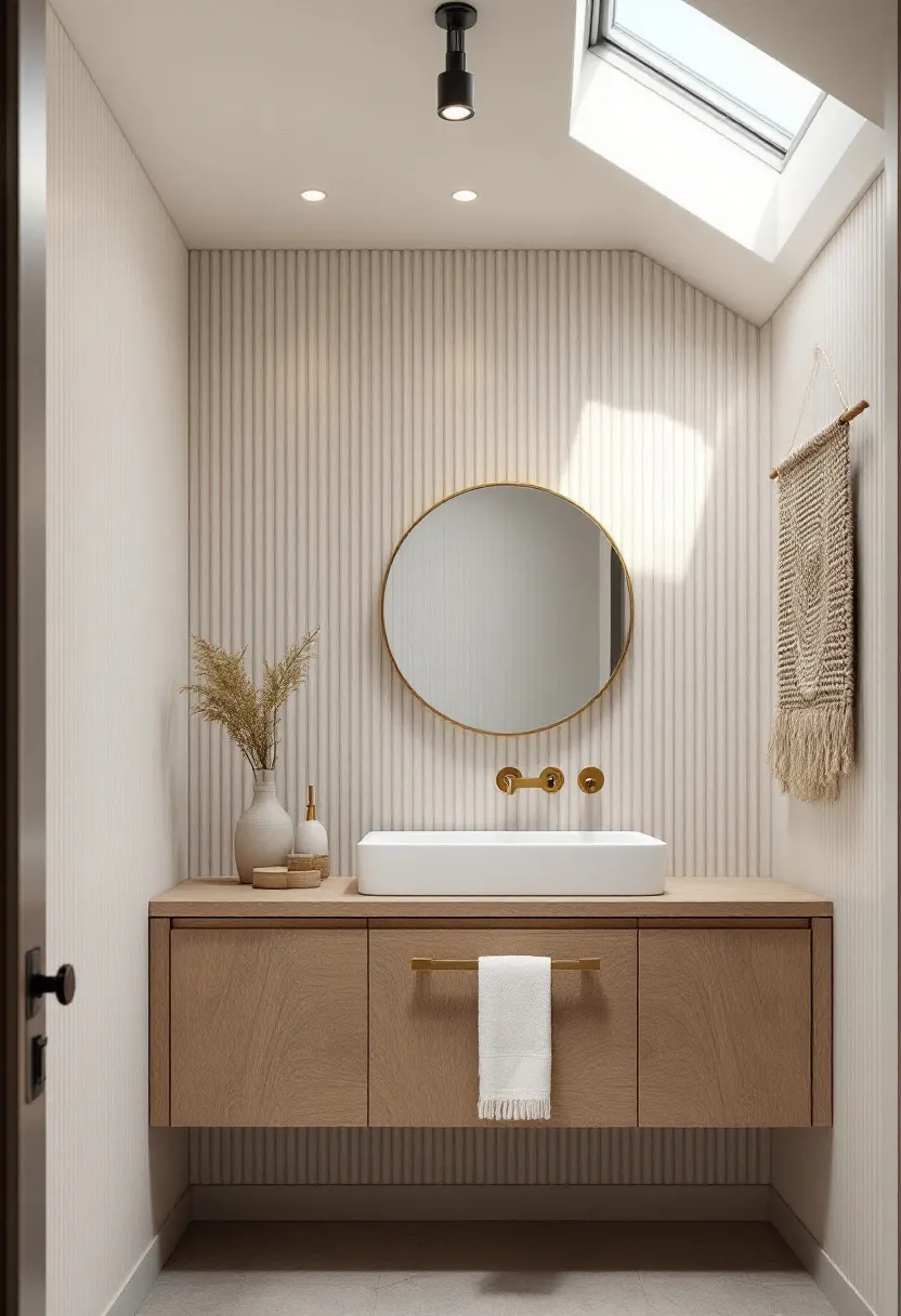 Minimalist modern bathroom design with layered lighting and floating vanity