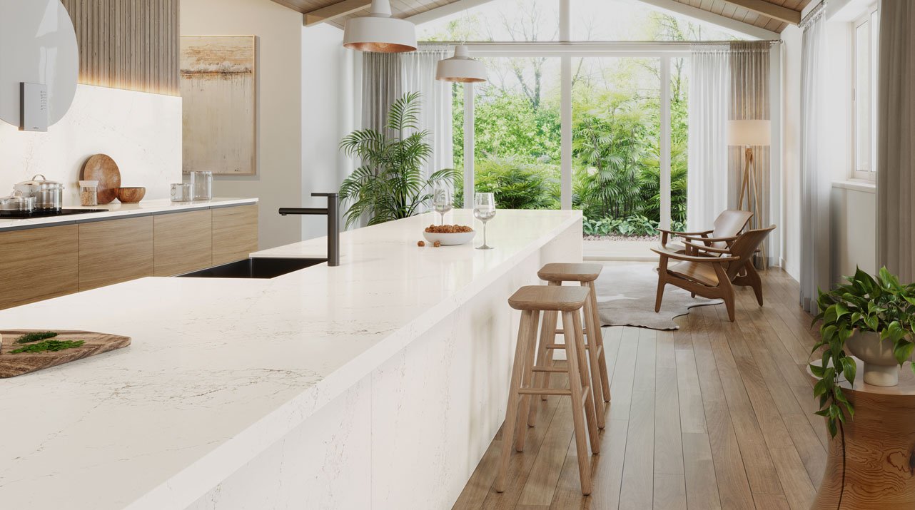 Modern kitchen design with natural materials and minimalist style