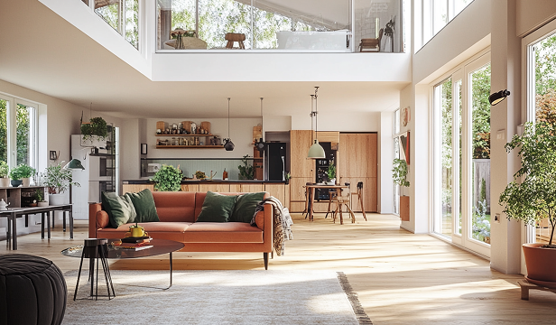 Smart technology integration in modern living room with hidden entertainment systems